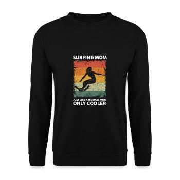Surfer Surf maman comme une maman normale seulement plus cool - Sweat-shirt Unisexe - noir - Devant - Alina (178cm) & Michal (187cm)