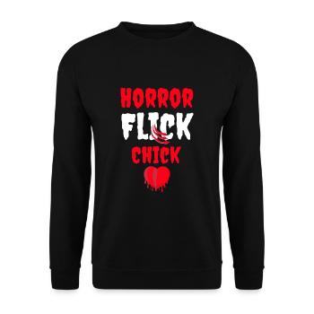 Halloween Sprüche Horror Flick Chick Horrorfilm - Unisex Pullover - Schwarz - Vorne - Alina (178cm) & Michal (187cm)