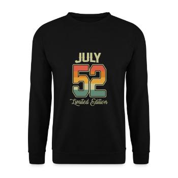 Vintage 70th Birthday July 1952 Sports Gift - Unisex Sweatshirt - black - Front - Alina (178cm) & Michal (187cm)