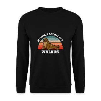 Walross Seekuh Robbe My Spirit Animal Is A Walrus - Unisex Pullover - Schwarz - Vorne - Alina (178cm) & Michal (187cm)