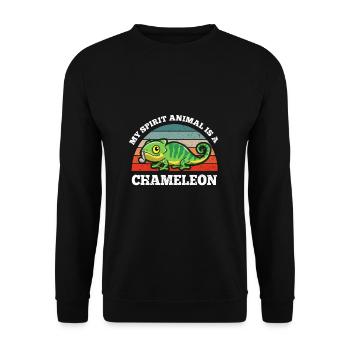 Retro Vintage My Spirit Animal Is A Chameleon - Unisex Sweatshirt - black - Front - Alina (178cm) & Michal (187cm)
