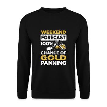 Wochenende Vorhersage Goldsucher Goldwäscher Gold - Unisex Pullover - Schwarz - Vorne - Alina (178cm) & Michal (187cm)