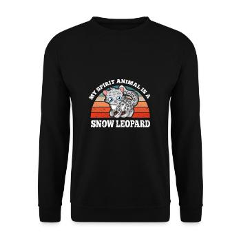 Schneeleopard Mon animal spirituel est un léopard des neiges - Sweat-shirt Unisexe - noir - Devant - Alina (178cm) & Michal (187cm)