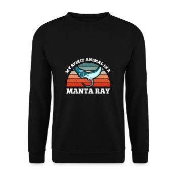 Rays Deep Sea Mon animal spirituel est une raie manta - Sweat-shirt Unisexe - noir - Devant - Alina (178cm) & Michal (187cm)