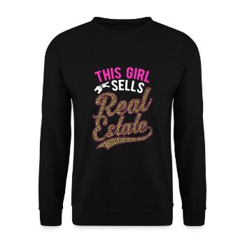 Courtier Maison Vente Agence Immobilière Filles - Sweat-shirt Unisexe - noir - Devant - Alina (178cm) & Michal (187cm)