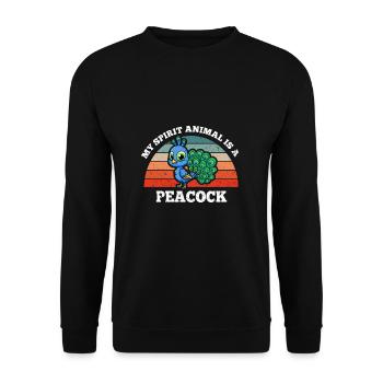 Oiseau paon Amoureux Mon Animal est un paon - Sweat-shirt Unisexe - noir - Devant - Alina (178cm) & Michal (187cm)