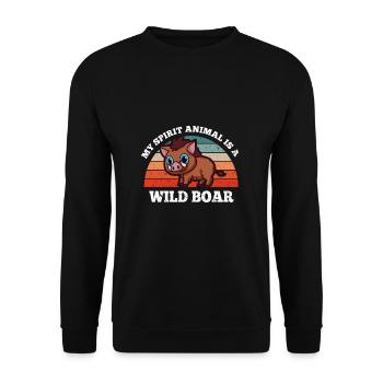 Wildschwein Mon animal spirituel est un sanglier - Sweat-shirt Unisexe - noir - Devant - Alina (178cm) & Michal (187cm)