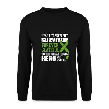 Transplant Survivor Organ Surgery Heart Recipient - Unisex Sweatshirt - black - Front - Alina (178cm) & Michal (187cm)