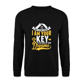 Vente de maison Vendeur Agent Immobilier Courtier - Sweat-shirt Unisexe - noir - Devant - Alina (178cm) & Michal (187cm)