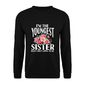 I'm The Youngest Sister Rules Don't Apply To Me - Unisex Sweatshirt - black - Front - Alina (178cm) & Michal (187cm)