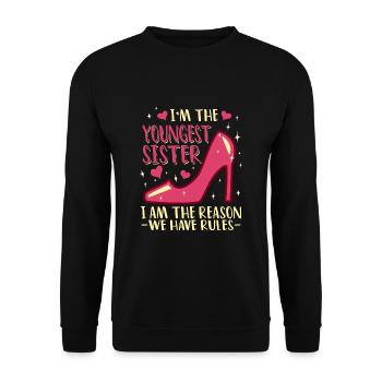 I'm The Youngest Sister Rules Don't Apply To Me - Unisex Sweatshirt - black - Front - Alina (178cm) & Michal (187cm)