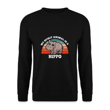 Nilpferd Flusspferd Mon animal spirituel est un hippopotame - Sweat-shirt Unisexe - noir - Devant - Alina (178cm) & Michal (187cm)