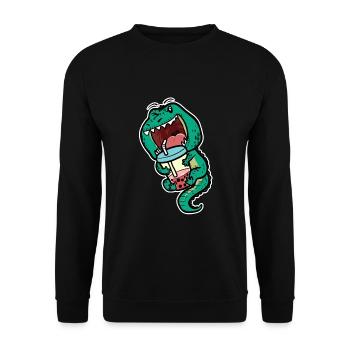 T-Rex Bubble Tea Dino Fan Thé glacé Dinosaure - Sweat-shirt Unisexe - noir - Devant - Alina (178cm) & Michal (187cm)