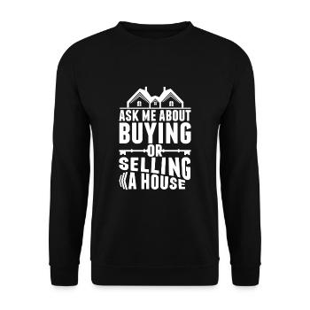 Vente de maison Vendeur Agent Immobilier Courtier - Sweat-shirt Unisexe - noir - Devant - Alina (178cm) & Michal (187cm)