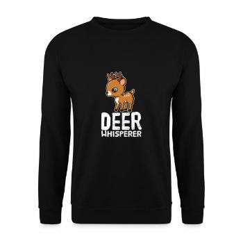 Deer Whisperer Hirsch Flüsterer Jagd Rehwild - Unisex Pullover - Schwarz - Vorne - Alina (178cm) & Michal (187cm)