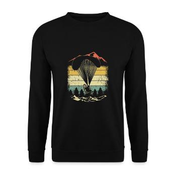 Retro Paragleieter Gleitschirm Fallschirm - Unisex Pullover - Schwarz - Vorne - Alina (178cm) & Michal (187cm)