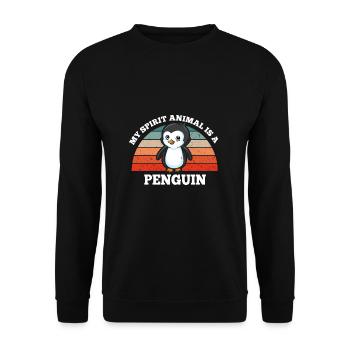 Pingouin Oiseau Nerd Mon animal spirituel est un pingouin - Sweat-shirt Unisexe - noir - Devant - Alina (178cm) & Michal (187cm)