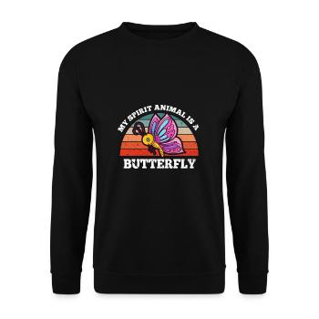Schmetterlinge My Spirit Animal Is A Butterfly - Unisex Pullover - Schwarz - Vorne - Alina (178cm) & Michal (187cm)