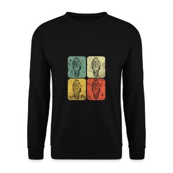 Retro Eiscreme Liebhaber Eis Essen Sommer Eisdiele - Unisex Pullover - Schwarz - Vorne - Alina (178cm) & Michal (187cm)
