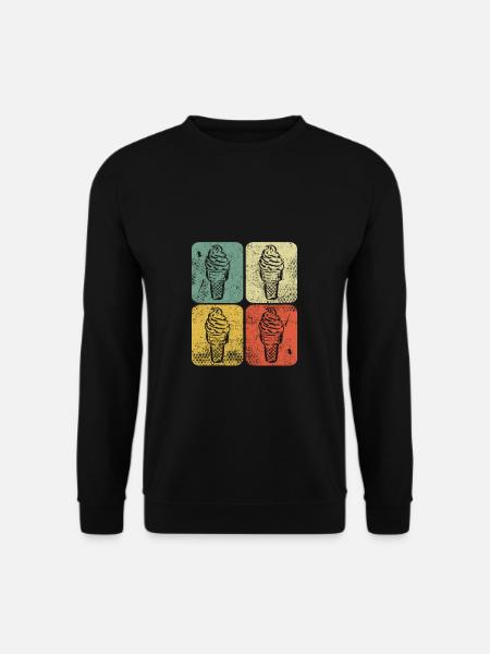 Retro Eiscreme Liebhaber Eis Essen Sommer Eisdiele - Unisex Pullover - Schwarz