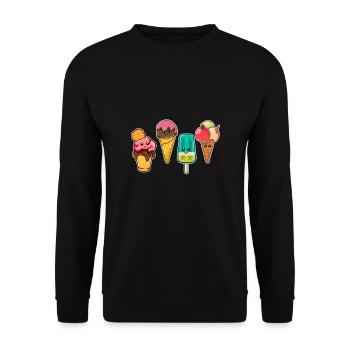 Kawaii Eiscreme Eis Wassereis Ice Cream Eisdiele - Unisex Pullover - Schwarz - Vorne - Alina (178cm) & Michal (187cm)