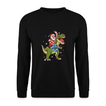 Santa Riding T-Rex Christmas In July Funny Summer - Unisex Sweatshirt - black - Front - Alina (178cm) & Michal (187cm)