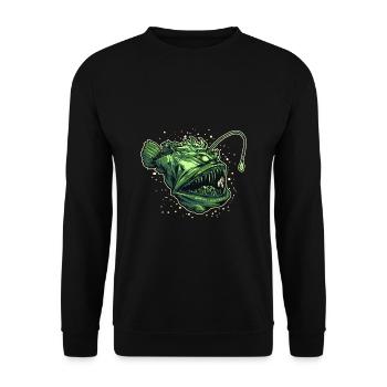 Seeteufel Tiefsee Meeresungeheuer Fische Ozean - Unisex Pullover - Schwarz - Vorne - Alina (178cm) & Michal (187cm)