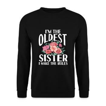 Geschwister Sprüche Bruder Schwester Familie - Unisex Pullover - Schwarz - Vorne - Alina (178cm) & Michal (187cm)