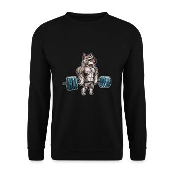 Pitbull Gewichtheben Fitness Gym Hundebesitzer - Unisex Pullover - Schwarz - Vorne - Alina (178cm) & Michal (187cm)