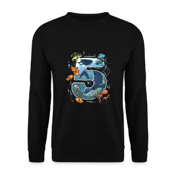 Fête d’anniversaire de 5ème anniversaire 5 ans Mer Océan - Sweat-shirt Unisexe - noir - Devant - Alina (178cm) & Michal (187cm)