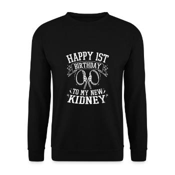 Kidney Organ Happy 1st Birthday To My New Kidney - Unisex Sweatshirt - black - Front - Alina (178cm) & Michal (187cm)