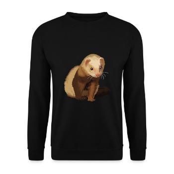Lustiges Frettchen Frettchenliebhaber Tierfreund - Unisex Pullover - Schwarz - Vorne - Alina (178cm) & Michal (187cm)