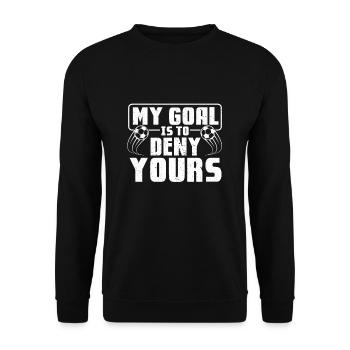 Fußball Torwart Goali Fußballspieler Torschuss - Unisex Pullover - Schwarz - Vorne - Alina (178cm) & Michal (187cm)
