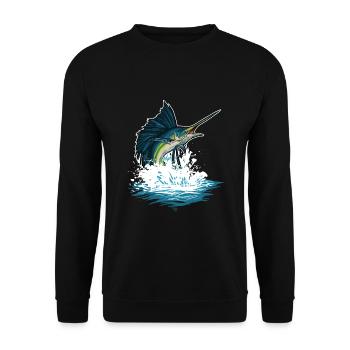 Poisson d’eau profonde Créatures marines Espadon Océan - Sweat-shirt Unisexe - noir - Devant - Alina (178cm) & Michal (187cm)