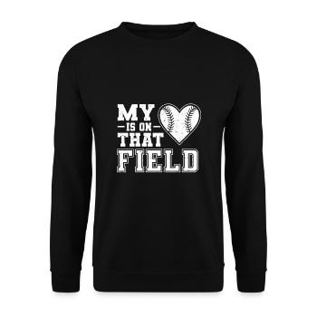 My Heart Is On That Field For Baseball Mom Dad - Unisex Sweatshirt - black - Front - Alina (178cm) & Michal (187cm)