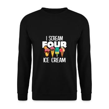 I Scream Four Ice Cream 4. Geburtstag Eiscreme - Unisex Pullover - Schwarz - Vorne - Alina (178cm) & Michal (187cm)