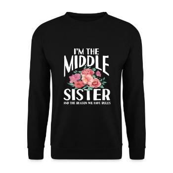 Geschwister Sprüche Bruder Schwester Familie - Unisex Pullover - Schwarz - Vorne - Alina (178cm) & Michal (187cm)