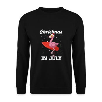 Christmas In July Funny Flamingo Santa Hat Surfing - Unisex Sweatshirt - black - Front - Alina (178cm) & Michal (187cm)