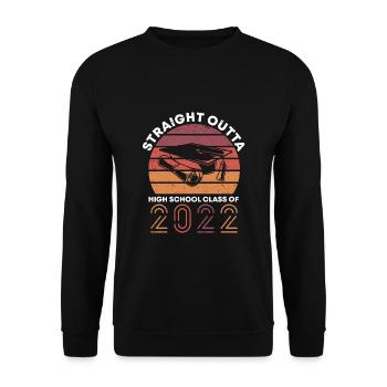 Straight Outta Highschool Class 2022 Abschluss - Unisex Pullover - Schwarz - Vorne - Alina (178cm) & Michal (187cm)