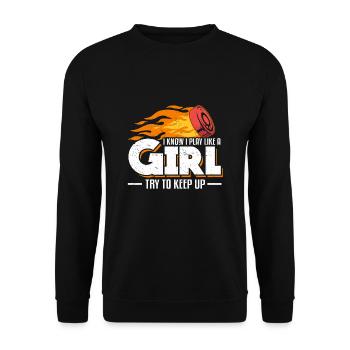 Je sais que je joue comme une fille essayer de garder le hockey - Sweat-shirt Unisexe - noir - Devant - Alina (178cm) & Michal (187cm)