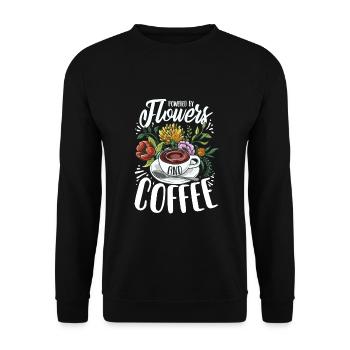 Powered By Flowers And Coffee Crazy Flower Lady - Unisex Sweatshirt - black - Front - Alina (178cm) & Michal (187cm)