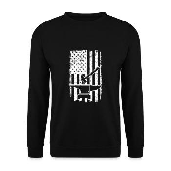 US Flag Patriotic American Blacksmith Hammer Anvil - Unisex Sweatshirt - black - Front - Alina (178cm) & Michal (187cm)