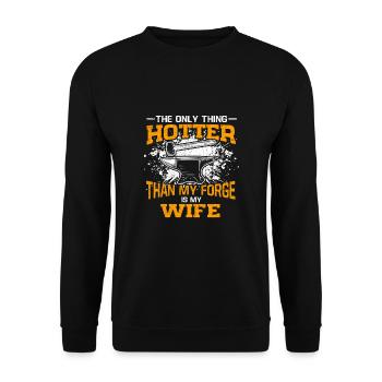 Drôles d’artisans dictons maréchal-ferrant forgeron forge - Sweat-shirt Unisexe - noir - Devant - Alina (178cm) & Michal (187cm)