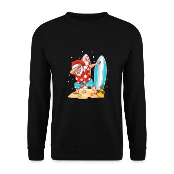Dabbing Santa Weihnachten X-Mas Sommer Surfer - Unisex Pullover - Schwarz - Vorne - Alina (178cm) & Michal (187cm)
