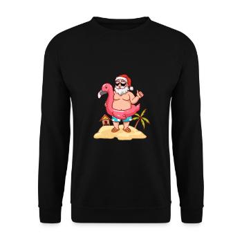 Santa Flamingo Summer Vacay Christmas In July - Unisex Sweatshirt - black - Front - Alina (178cm) & Michal (187cm)