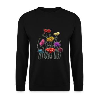 Jardinier Amateur de fleurs Fleuriste Bouquet de coquelicot - Sweat-shirt Unisexe - noir - Devant - Alina (178cm) & Michal (187cm)