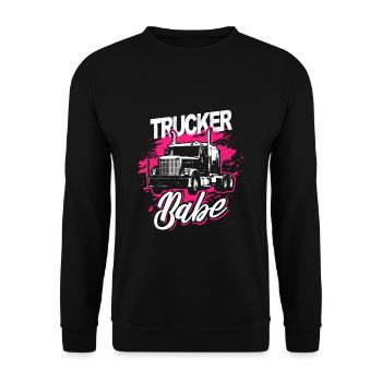 Trucker Babe Female Truck Driver Woman Trucker - Unisex Sweatshirt - black - Front - Alina (178cm) & Michal (187cm)