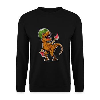 T-Rex Pastèque Dino Dinosaure Melon Été - Sweat-shirt Unisexe - noir - Devant - Alina (178cm) & Michal (187cm)