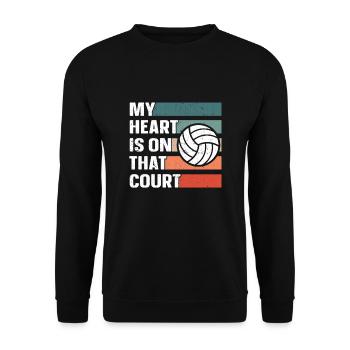 My Heart Is On That Court For Volleyball Dad Mom - Unisex Sweatshirt - black - Front - Alina (178cm) & Michal (187cm)