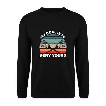 My Goal Is To Deny Yours Vintage Lacrosse Player - Unisex Sweatshirt - black - Front - Alina (178cm) & Michal (187cm)